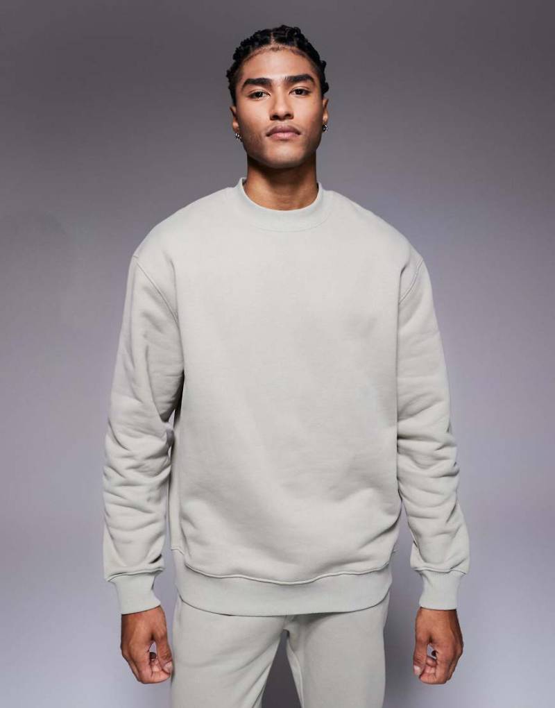 ASOS DESIGN - Hochwertiges, schweres Oversize-Sweatshirt in Salbeigrün, Kombiteil, 400 g/m²-Grau von ASOS DESIGN