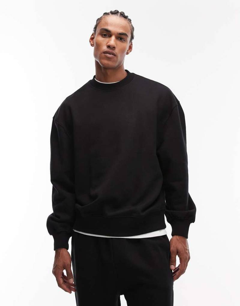 ASOS DESIGN - Premium - Schweres Oversize-Sweatshirt in Schwarz, 400 g/m² von ASOS DESIGN
