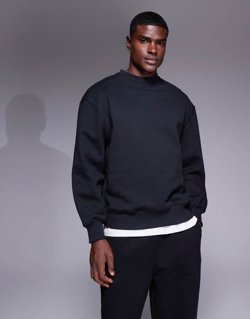 ASOS DESIGN - Premium - Schweres Oversize-Sweatshirt in Schwarz, 400 g/m² von ASOS DESIGN