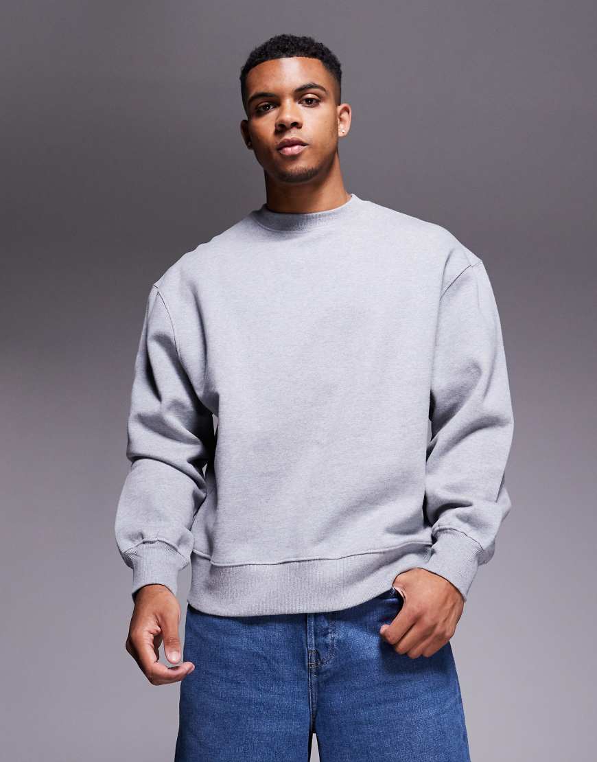 ASOS DESIGN - Hochwertiges, schweres Oversize-Sweatshirt in meliertem Grau von ASOS DESIGN