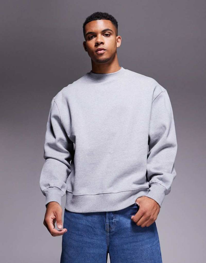ASOS DESIGN - Hochwertiges, schweres Oversize-Sweatshirt in meliertem Grau von ASOS DESIGN