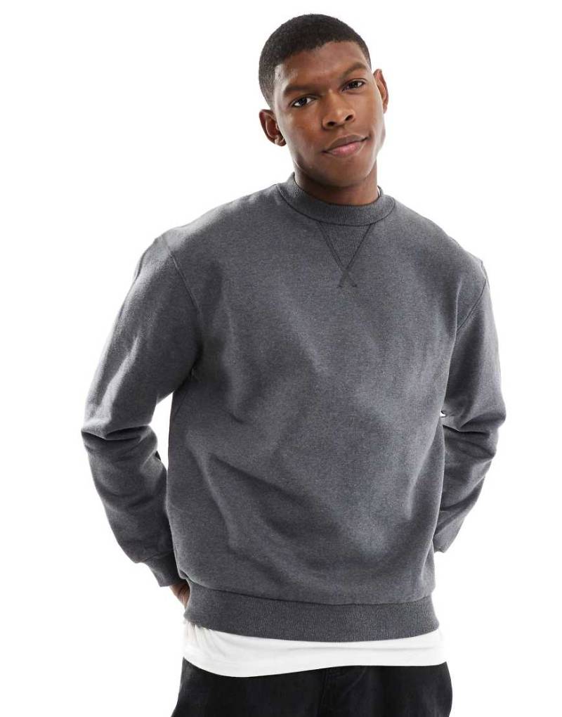 ASOS DESIGN - Hochwertiges Oversize-Sweatshirt in meliertem Anthrazit aus schwerem Material, 400 g/m²-Grau von ASOS DESIGN