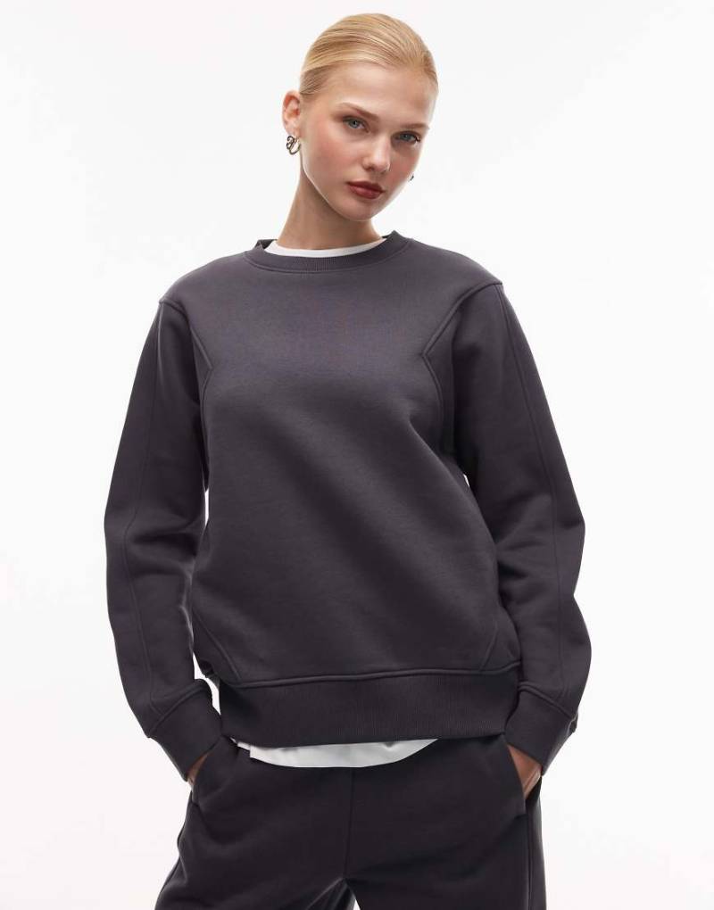 ASOS DESIGN - Hochwertiges schweres Sweatshirt in Anthrazit mit Ziernähten, 500 g/m²-Grau von ASOS DESIGN