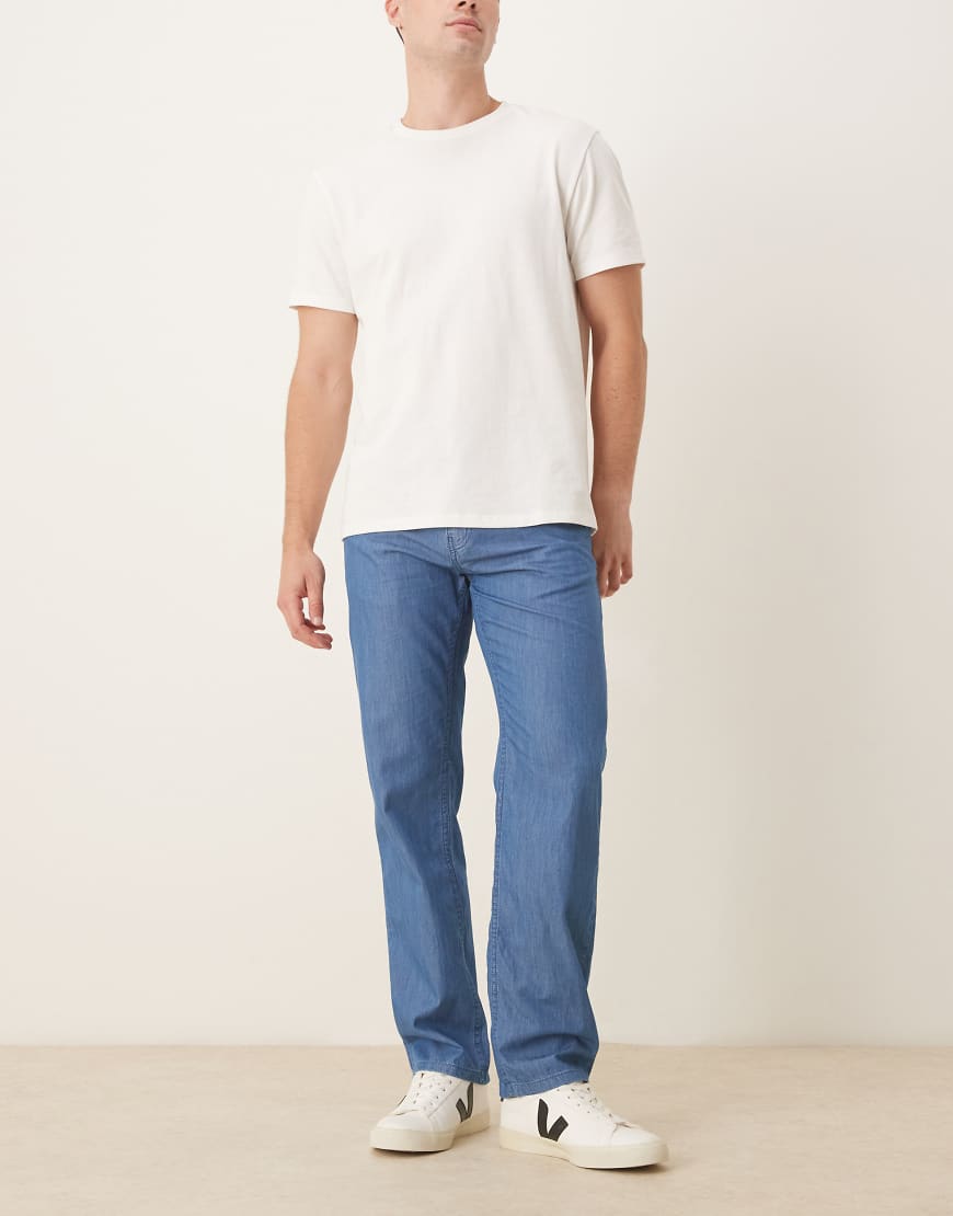 ASOS DESIGN - Hose aus Chambray mit gerader Passform-Blau von ASOS DESIGN