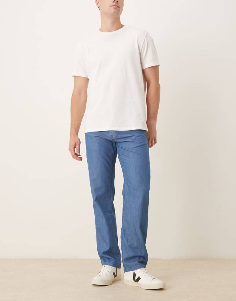 ASOS DESIGN - Hose aus Chambray mit gerader Passform-Blau von ASOS DESIGN