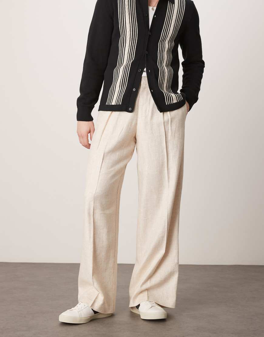 ASOS DESIGN - Hose aus Leinenmix in Cremeweiß mit weitem Schnitt von ASOS DESIGN