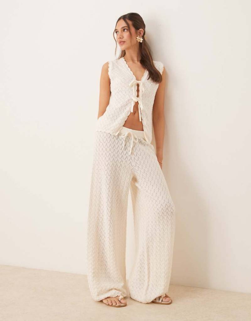 ASOS DESIGN - Hose aus Strick in Ecru, Kombiteil-Weiß von ASOS DESIGN