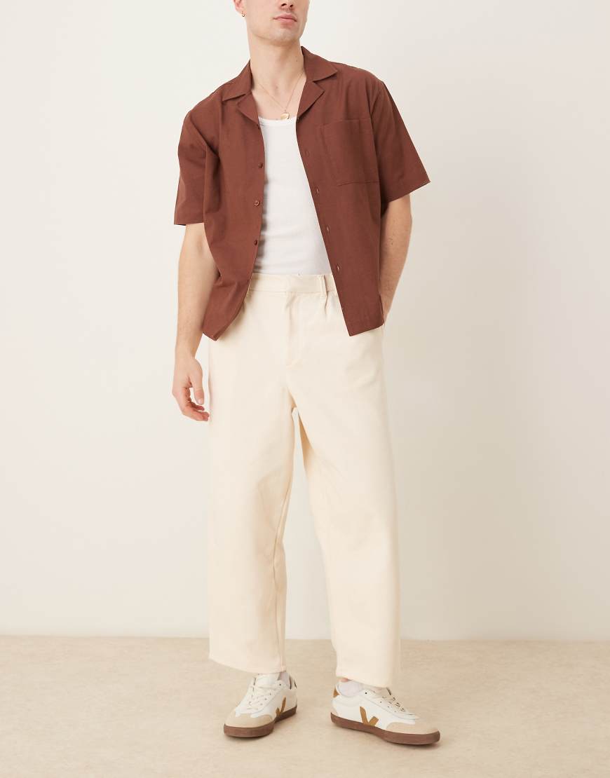 ASOS DESIGN - Hose in Ecru mit Gürtelschlaufen und Ballon-Schnitt-Grün ASOS DESIGN - Hose in Ecru mit Gürtelschlaufen und Ballon-Schnitt-Grün von ASOS DESIGN