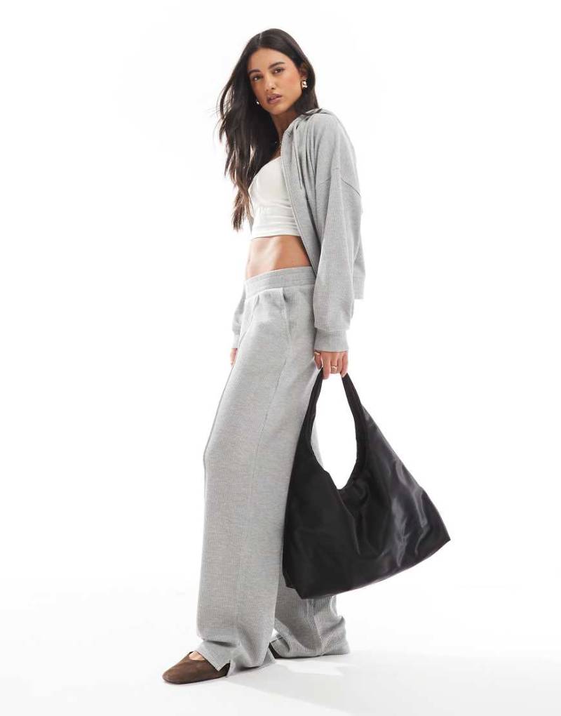 ASOS DESIGN - Jogginghose in Grau meliert mit Waffelstruktur, Kombiteil von ASOS DESIGN