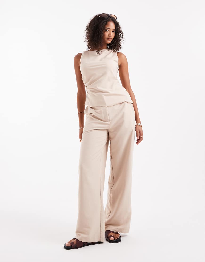 ASOS DESIGN - Hose in Taupe mit lockerem, geradem Schnitt, Kombiteil-Blau von ASOS DESIGN