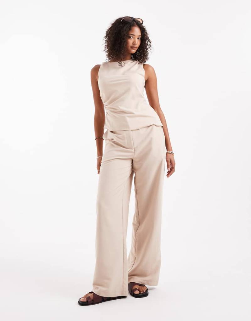 ASOS DESIGN - Hose in Taupe mit lockerem, geradem Schnitt, Kombiteil-Blau von ASOS DESIGN
