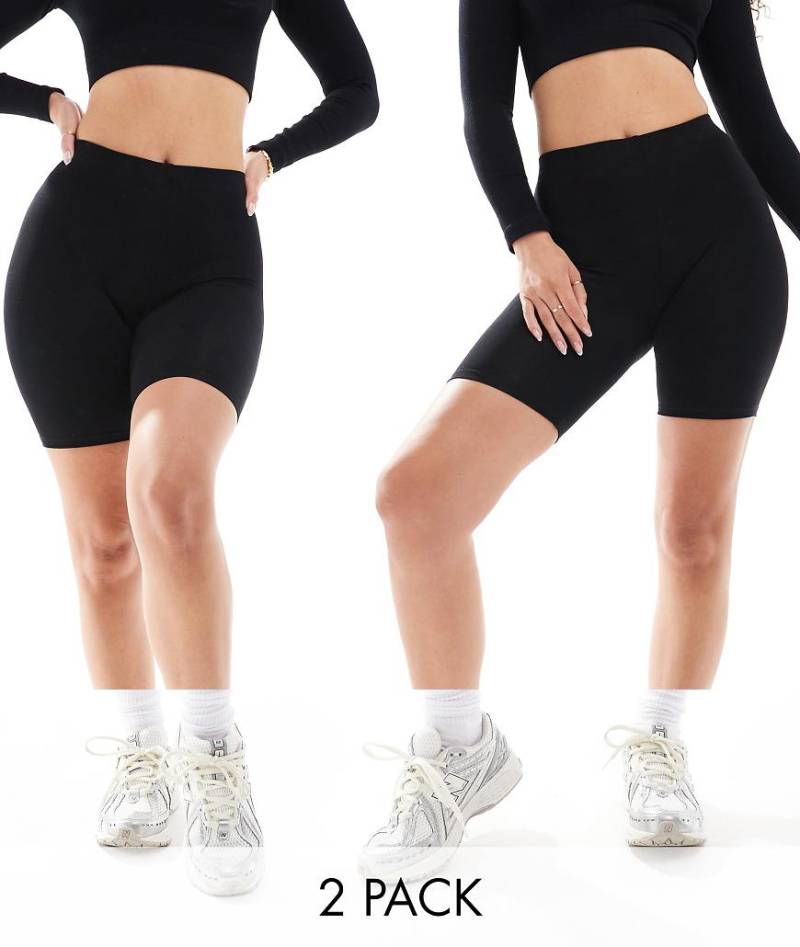 ASOS DESIGN Hourglass - 2-Pack kurze Basic-Leggings in Schwarz von ASOS DESIGN