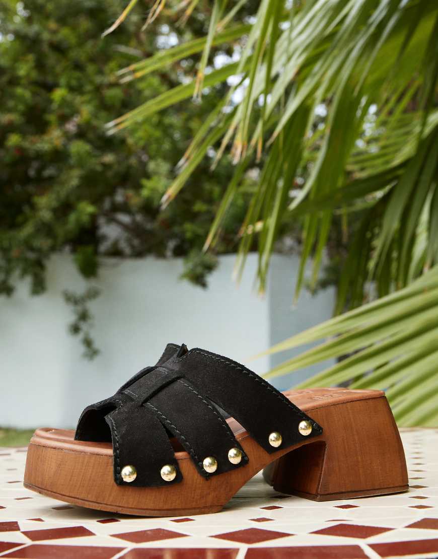 ASOS DESIGN - Hudson - Clog-Mules aus hochwertigem Wildleder in Schwarz mit mittelhohem Absatz ASOS DESIGN - Hudson - Clog-Mules aus hochwertigem Wildleder in Schwarz mit mittelhohem Absatz von ASOS DESIGN