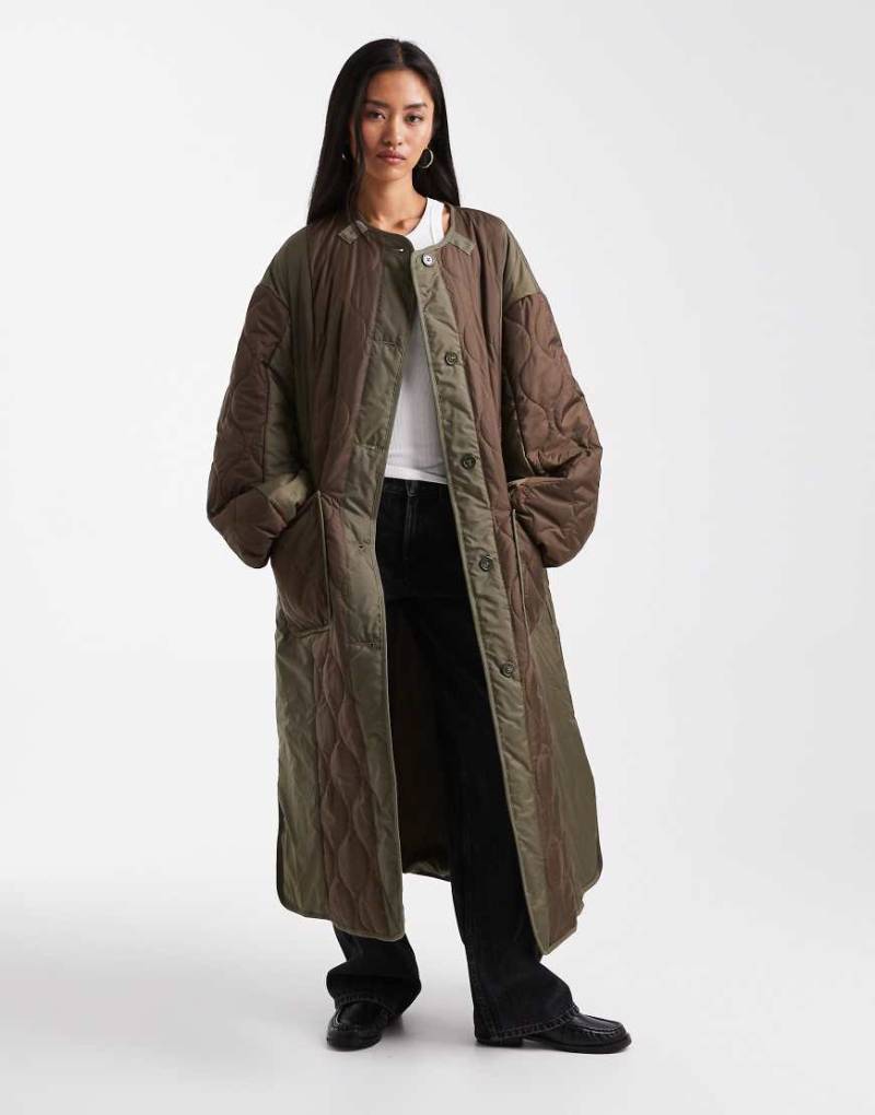 ASOS DESIGN - Hybrid-Jacke in Khaki und Braun mit Longline-Schnitt-Grün von ASOS DESIGN