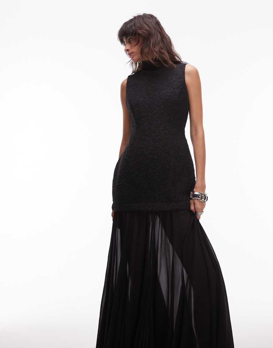 ASOS DESIGN - Hybrides ärmelloses Maxikleid mit tiefer Taille und Godet-Design-Schwarz von ASOS DESIGN