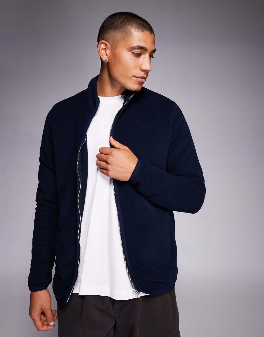 ASOS DESIGN - Jacke aus Fleece in Marineblau mit Reißverschluss von ASOS DESIGN