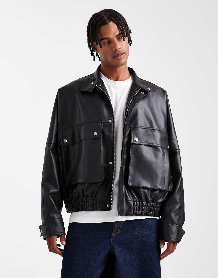 ASOS DESIGN - Jacke aus Kunstleder in Schwarz von ASOS DESIGN