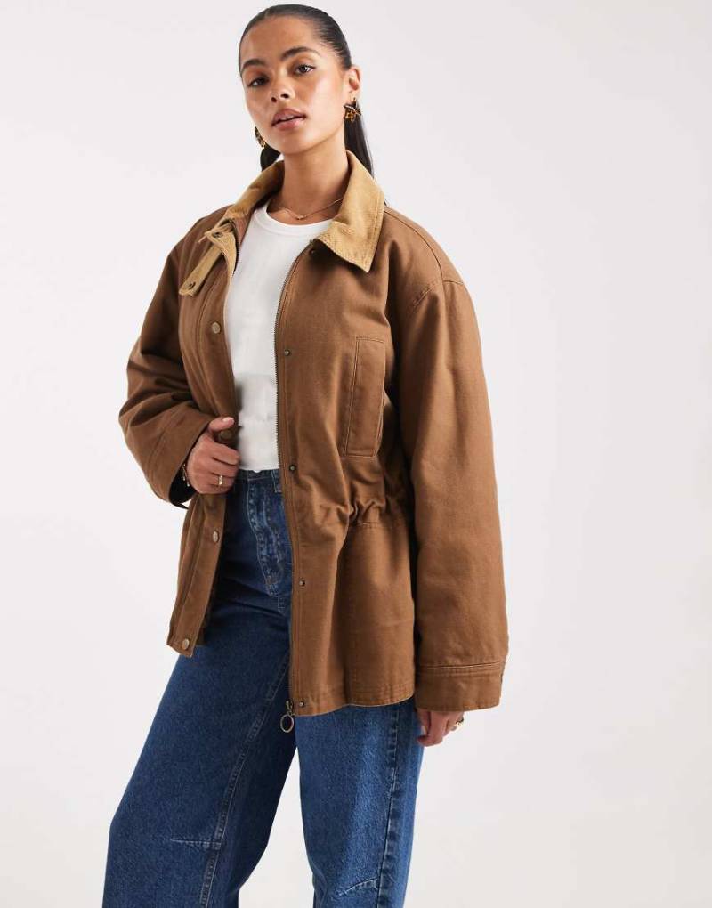 ASOS DESIGN - Jacke in Biscuitbraun mit geraffter Taille-Neutral von ASOS DESIGN