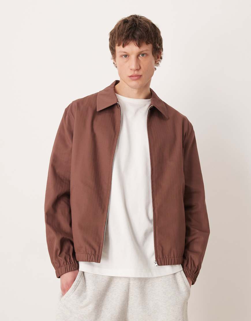 ASOS DESIGN - Jacke in Rostrot mit Fischgrätmuster von ASOS DESIGN