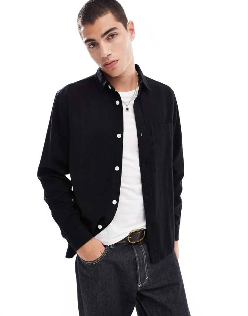 ASOS DESIGN - Jeans-Hemdjacke in Schwarz-Grau von ASOS DESIGN