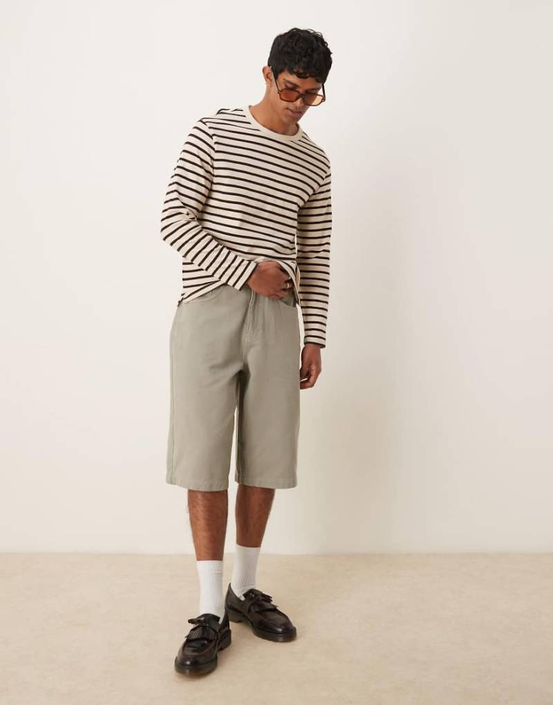 ASOS DESIGN - Jeans-Jorts in Grau-Grün von ASOS DESIGN
