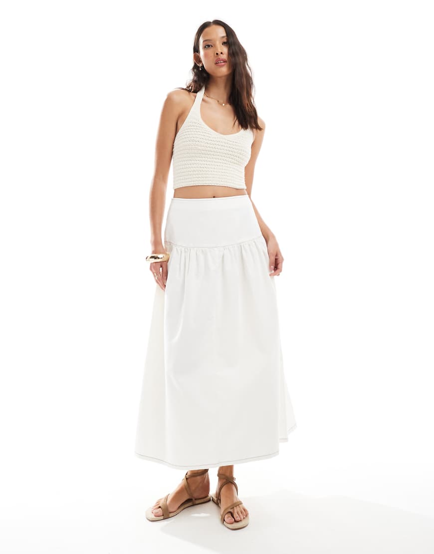 ASOS DESIGN - Jeans-Maxirock in Ecru mit tiefer Taille-Weiß ASOS DESIGN - Jeans-Maxirock in Ecru mit tiefer Taille-Weiß von ASOS DESIGN