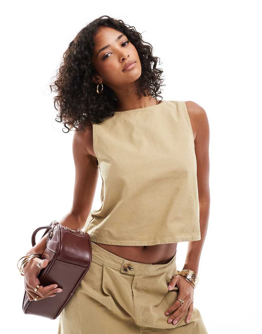 ASOS DESIGN - Jeans-Tanktop in Steinbeige-Neutral von ASOS DESIGN