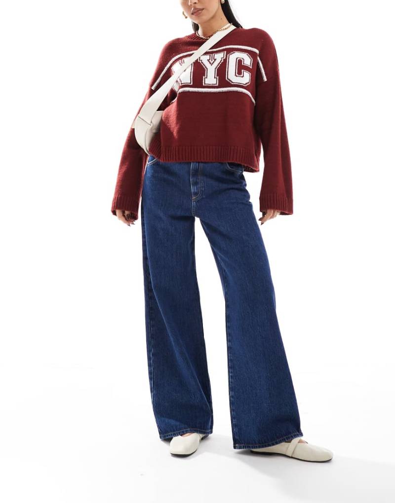 ASOS DESIGN - Jeans in Indigoblau mit weitem Bein von ASOS DESIGN