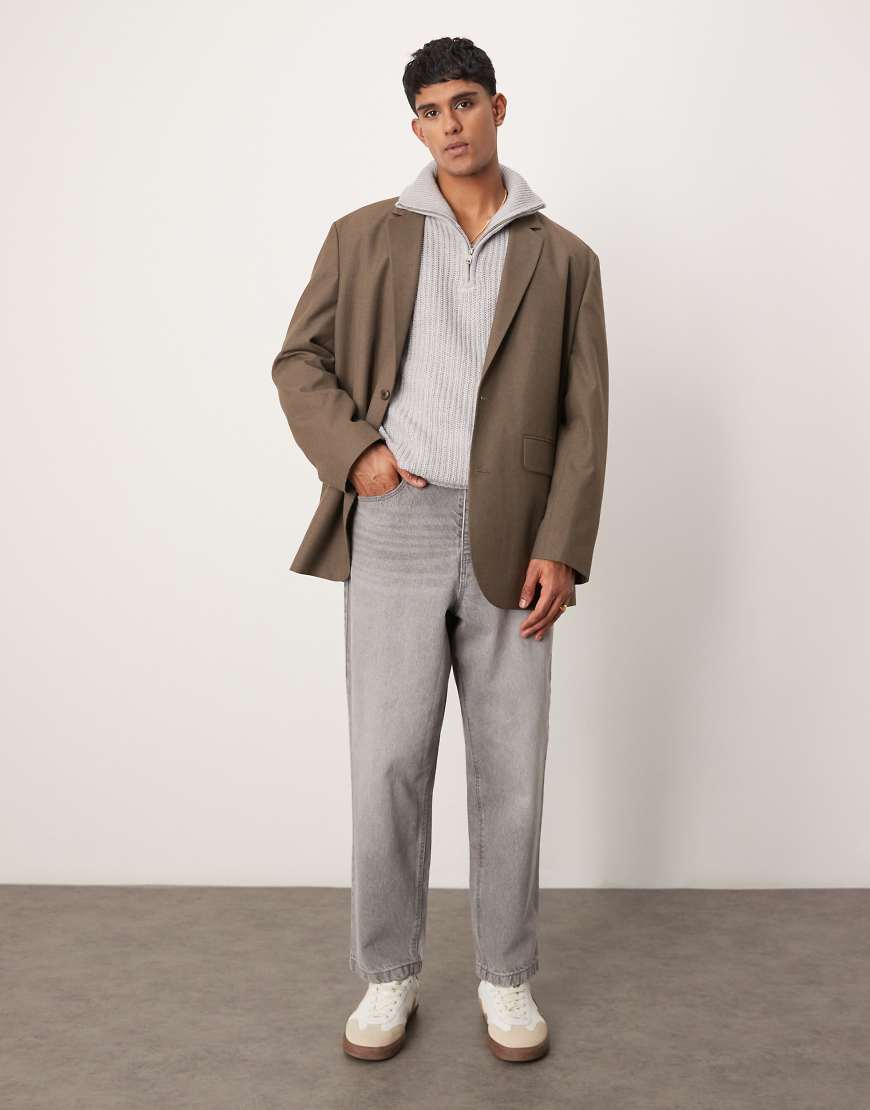 ASOS DESIGN - Jeans in grauer Waschung mit Ballon-Schnitt von ASOS DESIGN