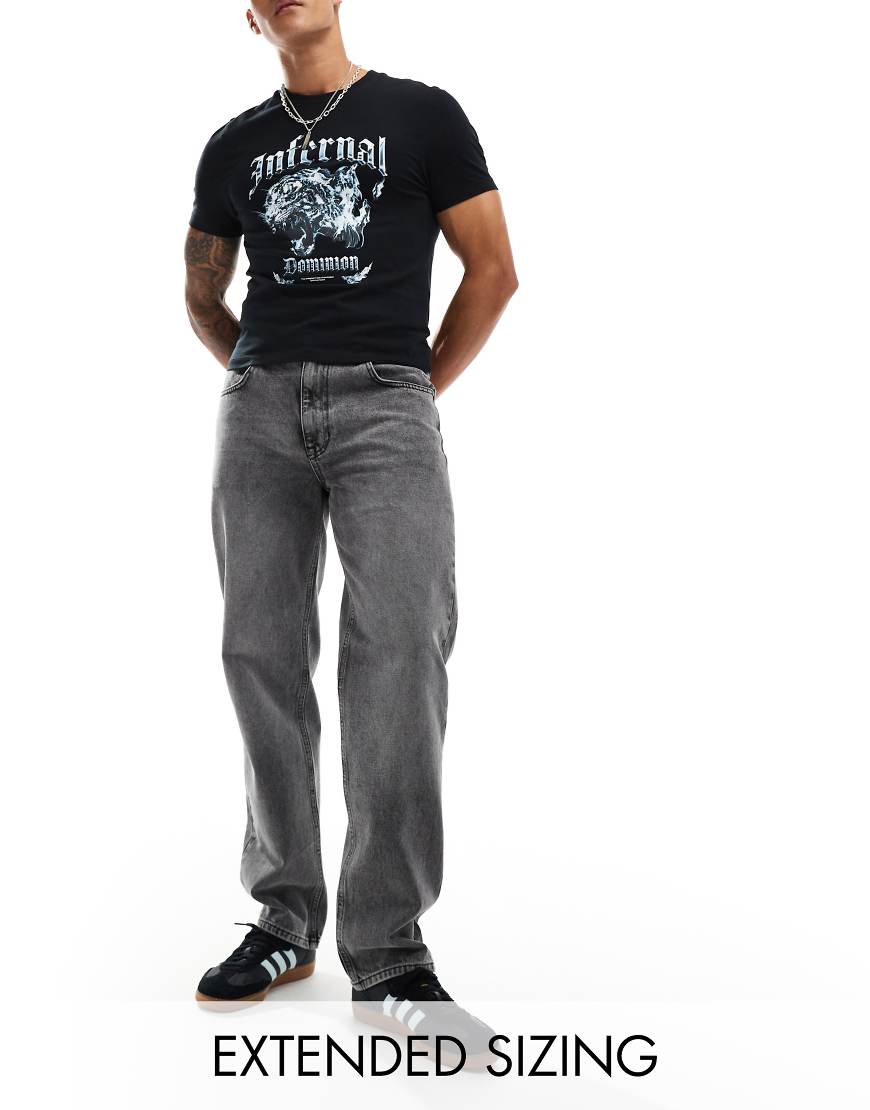 ASOS DESIGN - Jeans in schwarzer Stone-Waschung mit geradem Schnitt ASOS DESIGN - Jeans in schwarzer Stone-Waschung mit geradem Schnitt von ASOS DESIGN