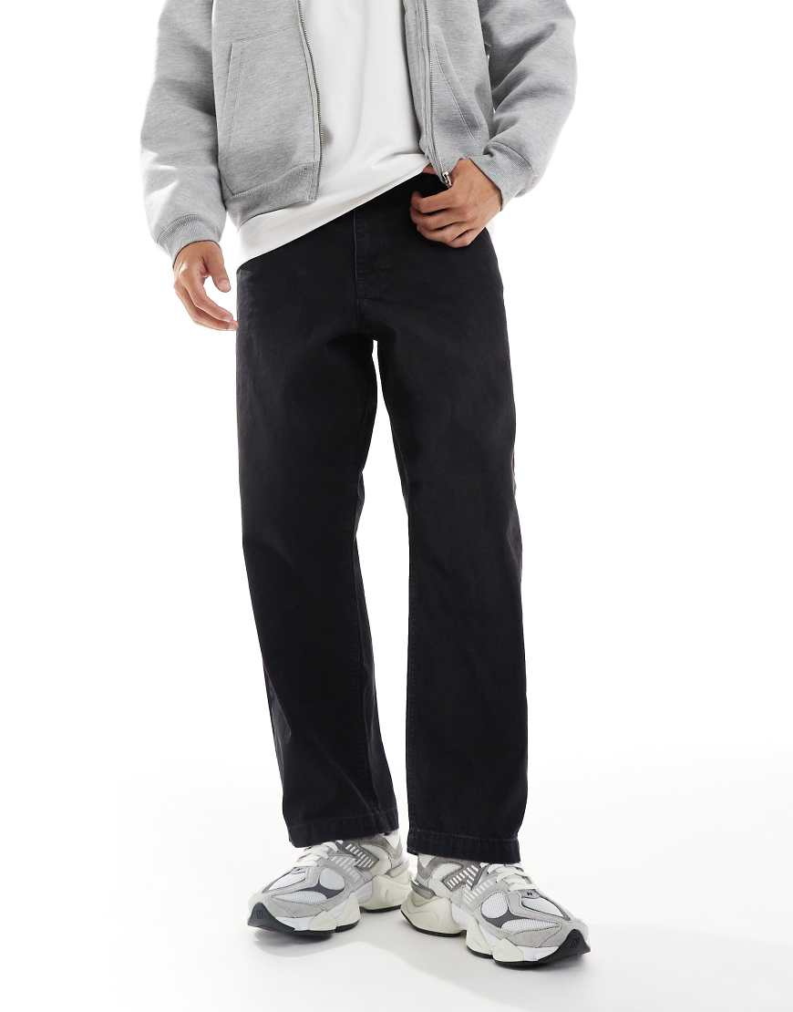 ASOS DESIGN - Jeans in verwaschenem Schwarz mit lockerem, geradem Schnitt von ASOS DESIGN