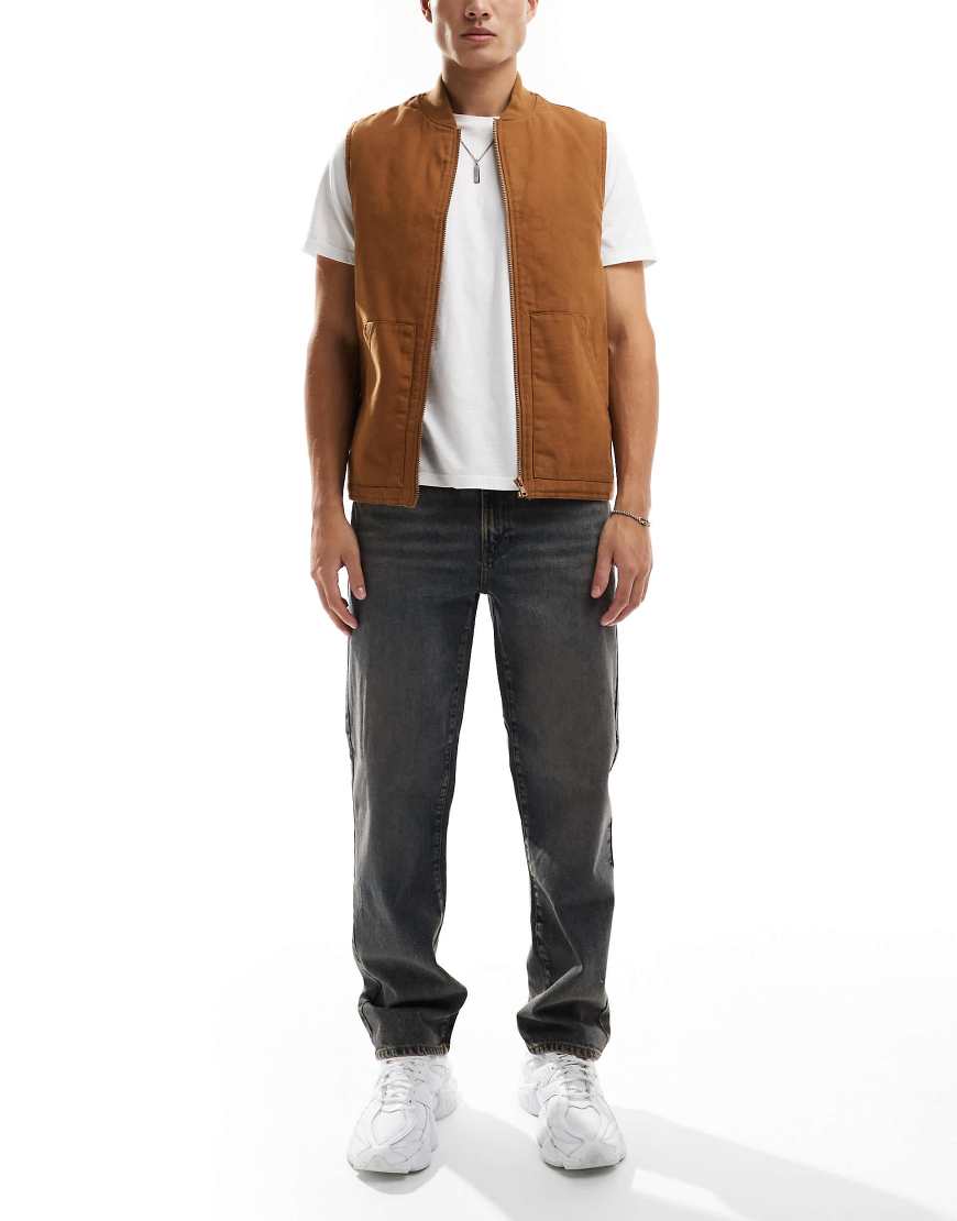 ASOS DESIGN - Jeans mit geradem Bein in dunkelblauer Waschung mit Farbstich von ASOS DESIGN