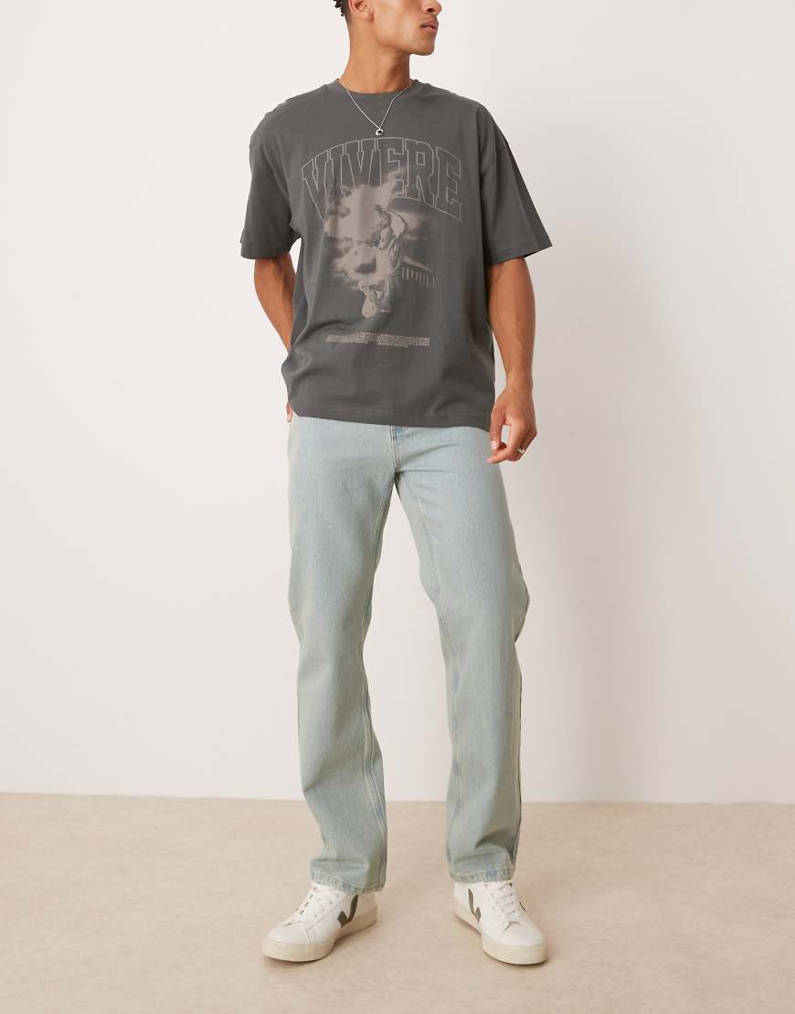 ASOS DESIGN - Jeans mit geradem Schnitt in grüner Tönung-Grau ASOS DESIGN - Jeans mit geradem Schnitt in grüner Tönung-Grau von ASOS DESIGN