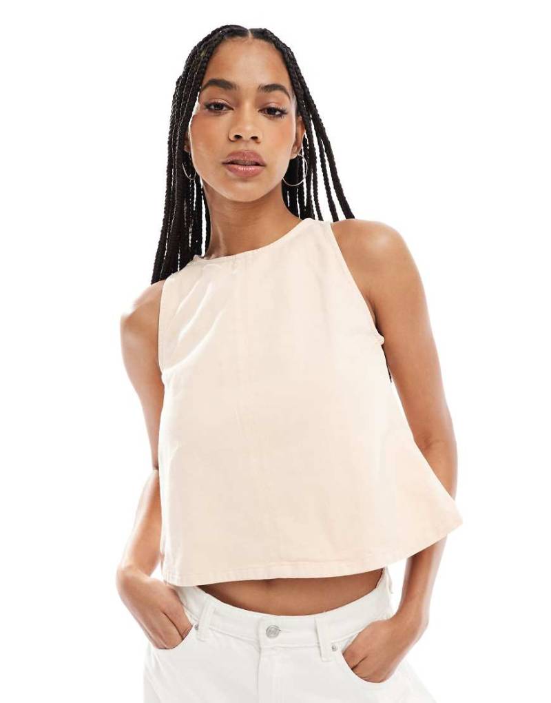 ASOS DESIGN - Jeans-Oberteil in Pfirsich mit Racer-Schnitt-Rosa von ASOS DESIGN