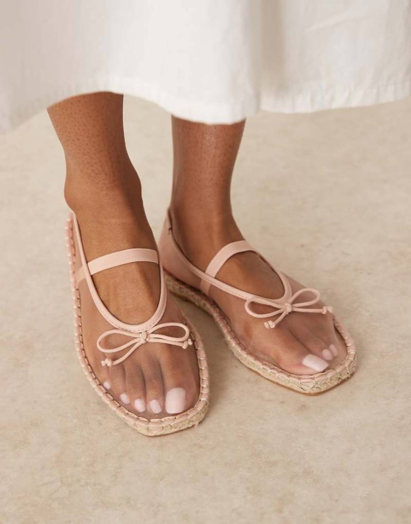 ASOS DESIGN - Jennie - Espadrilles-Ballerinas aus Netzstoff in Rosé-Neutral von ASOS DESIGN