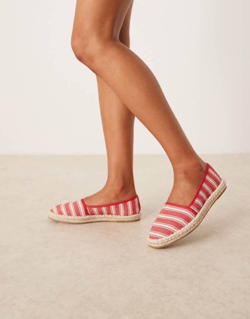 ASOS DESIGN - Joey - Espadrilles in Rot gestreift mit geschlossener Zehenpartie-Bunt von ASOS DESIGN