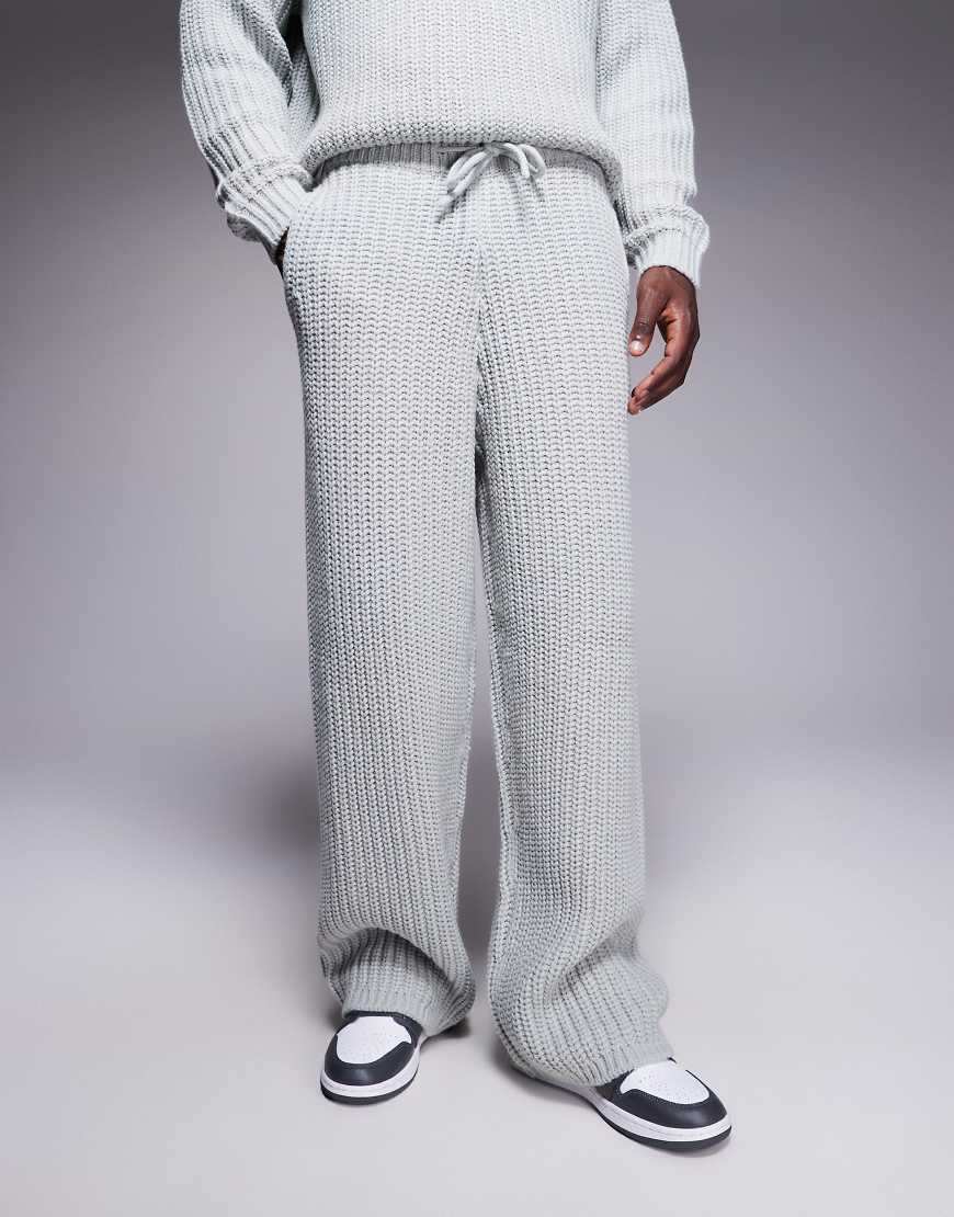 ASOS DESIGN - Jogginghose aus schwerem Rippstrick in Grau von ASOS DESIGN