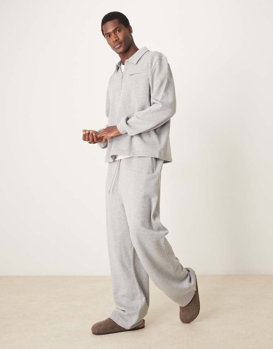 ASOS DESIGN - Jogginghose in Grau meliert mit weitem Bein, Kombiteil von ASOS DESIGN
