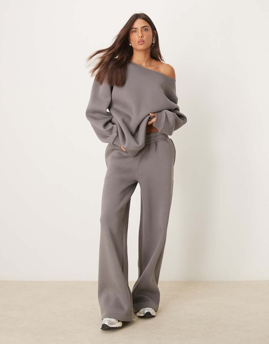 ASOS DESIGN - Jogginghose in Grau mit geradem Schnitt, Kombiteil von ASOS DESIGN