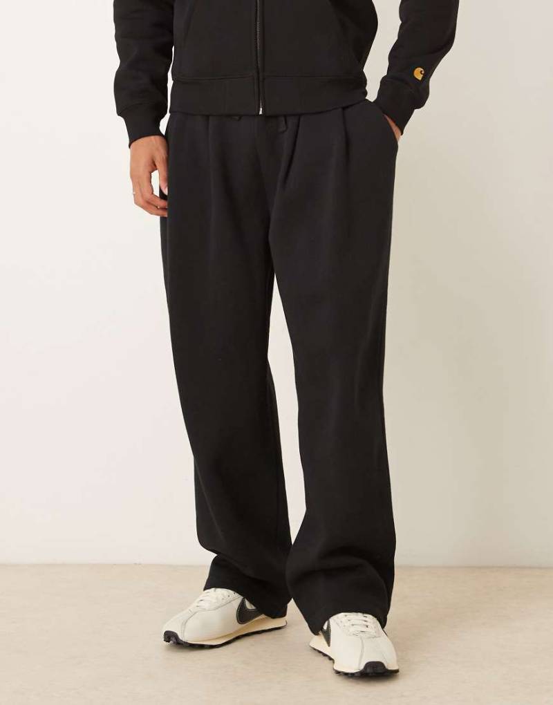 ASOS DESIGN - Jogginghose in Schwarz mit weitem Bein und Bundfalten von ASOS DESIGN