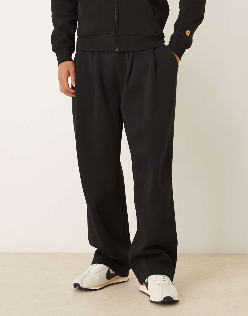ASOS DESIGN - Jogginghose in Schwarz mit weitem Bein und Bundfalten von ASOS DESIGN
