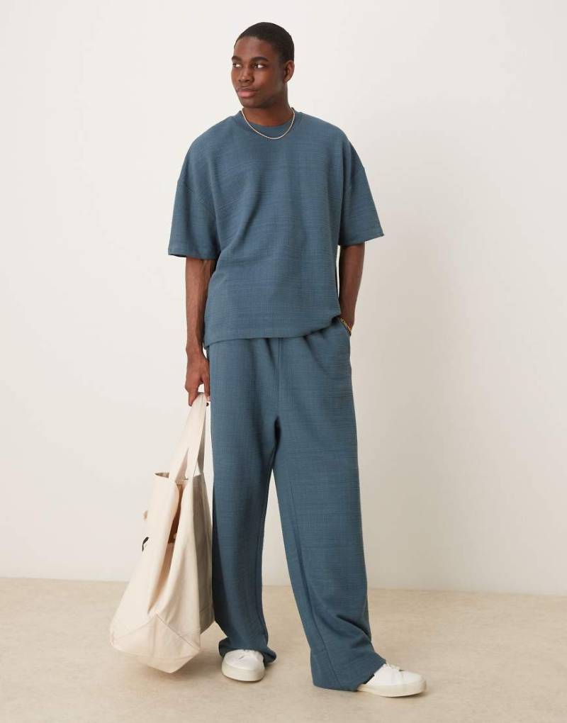 ASOS DESIGN - Jogginghose in anthrazitfarbener Leinenoptik mit weitem Bein-Grau von ASOS DESIGN