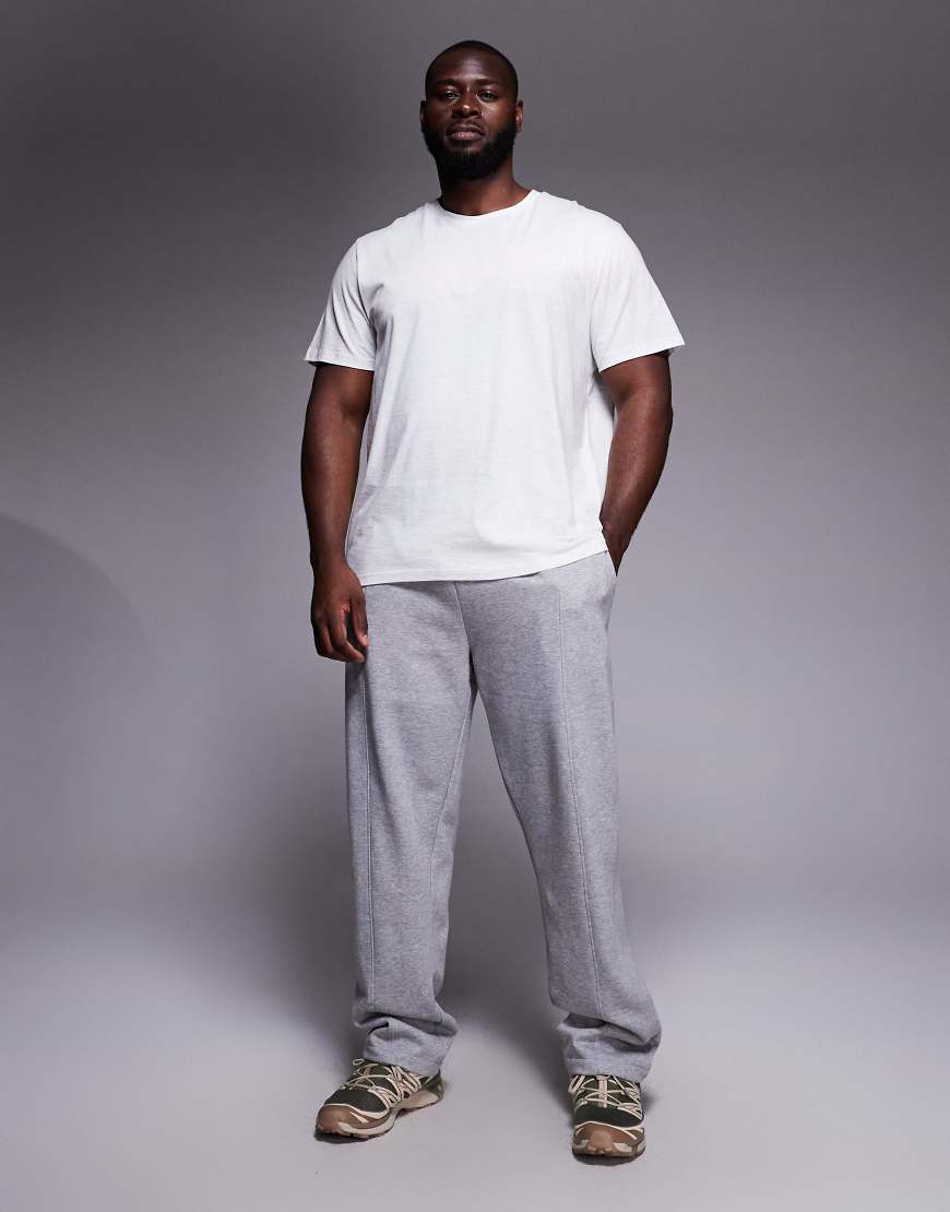 ASOS DESIGN - Jogginghose in meliertem Grau mit geradem Bein und Biesen von ASOS DESIGN