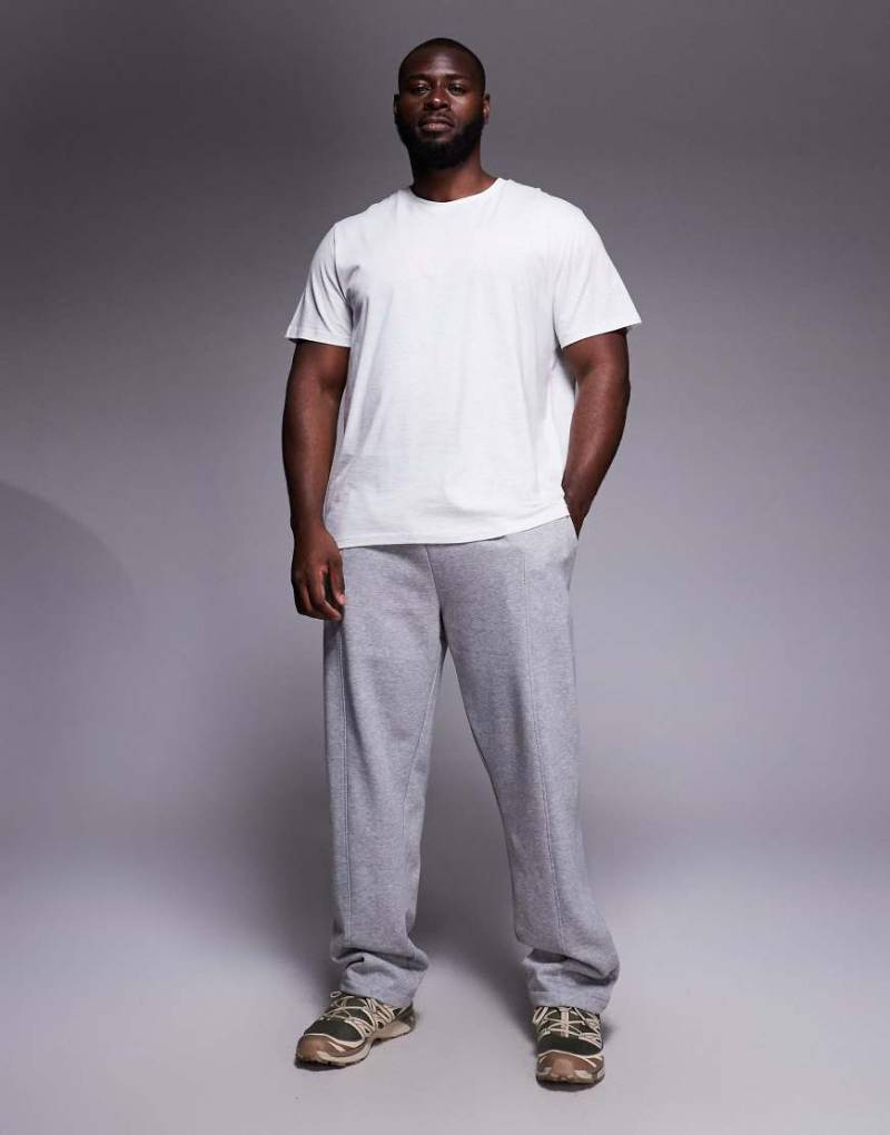 ASOS DESIGN - Jogginghose in meliertem Grau mit geradem Bein und Biesen von ASOS DESIGN