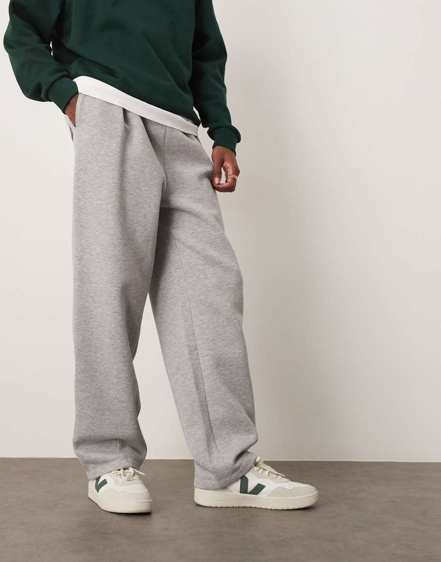 ASOS DESIGN - Jogginghose in meliertem Grau mit weitem Bein und abgenähter Saumfalte ASOS DESIGN - Jogginghose in meliertem Grau mit weitem Bein und abgenähter Saumfalte von ASOS DESIGN