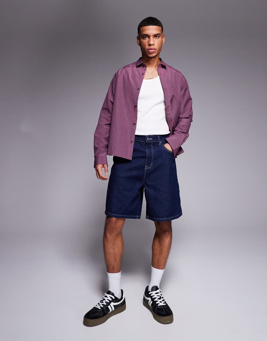 ASOS DESIGN - Normal geschnittene Jeans-Jorts in Indigoblau ASOS DESIGN - Normal geschnittene Jeans-Jorts in Indigoblau von ASOS DESIGN