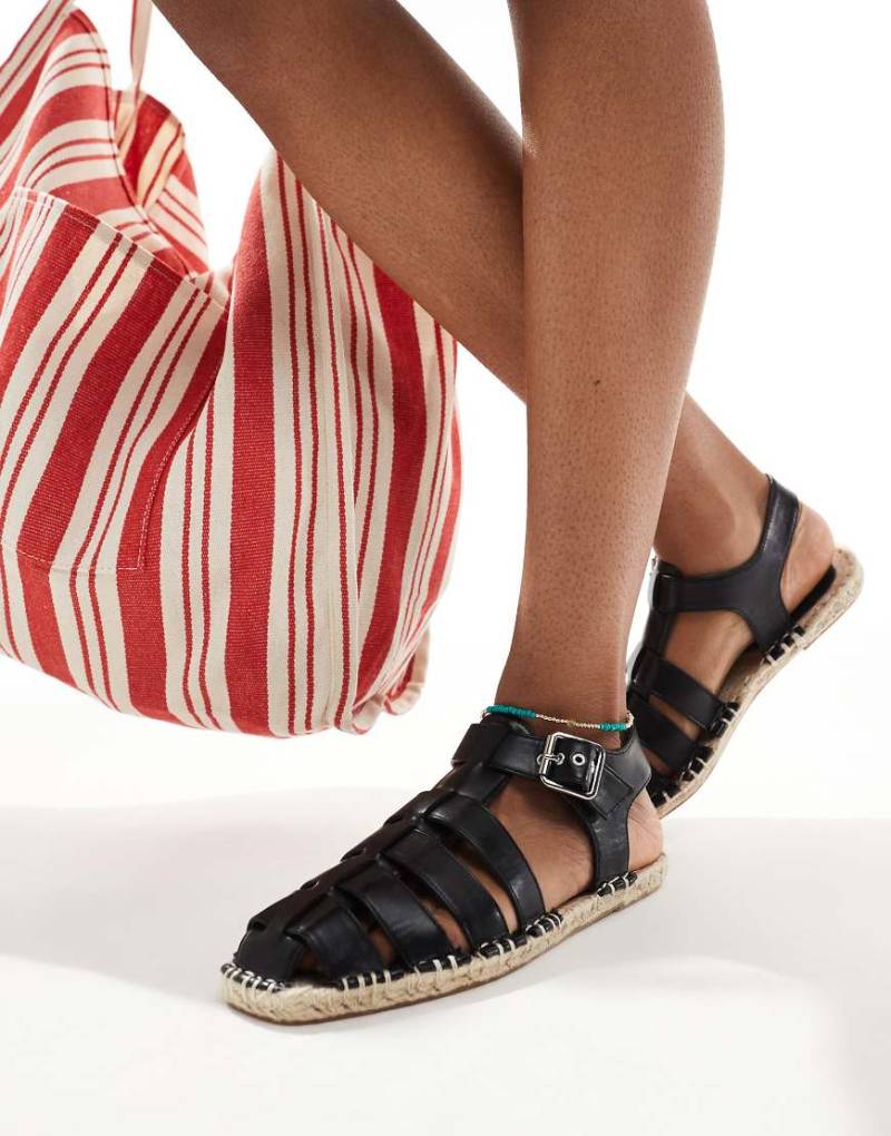 ASOS DESIGN - Jukebox - Fisherman-Espadrilles in Schwarz von ASOS DESIGN