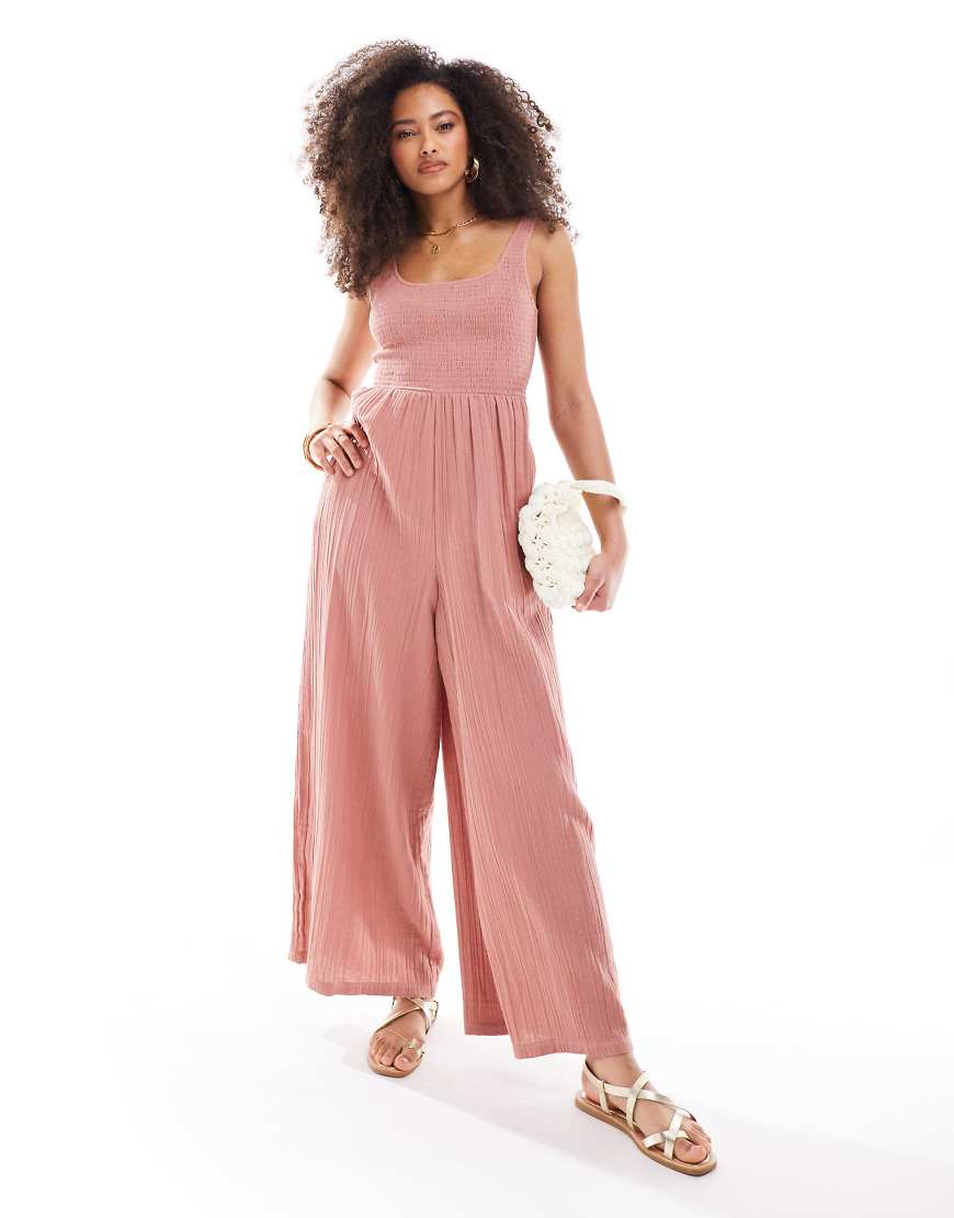 ASOS DESIGN - Jumpsuit in Mauve mit U-Ausschnitt und weitem Bein-Lila von ASOS DESIGN