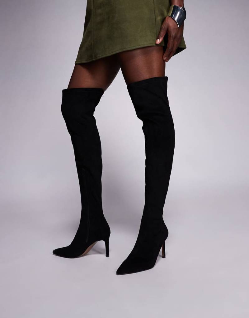 ASOS DESIGN - Kalani - Overknee-Stiefel in Schwarz mit hohem Absatz von ASOS DESIGN