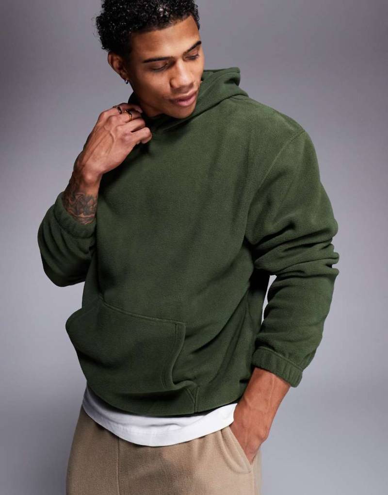 ASOS DESIGN - Kapuzenpullover aus Polarfleece in Grün von ASOS DESIGN